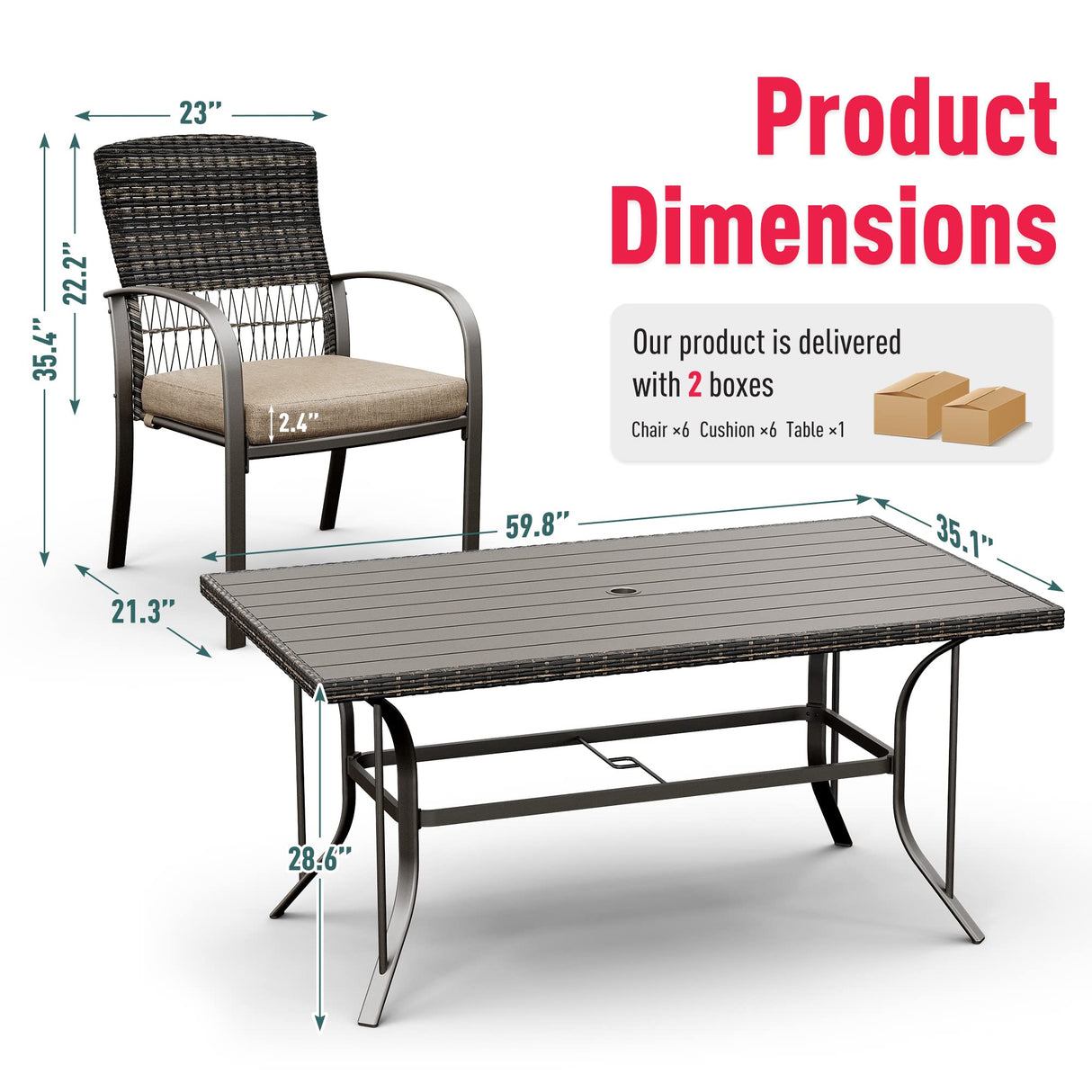 Outdoor Wicker Furniture Set for Backyard Garden Deck Poolside