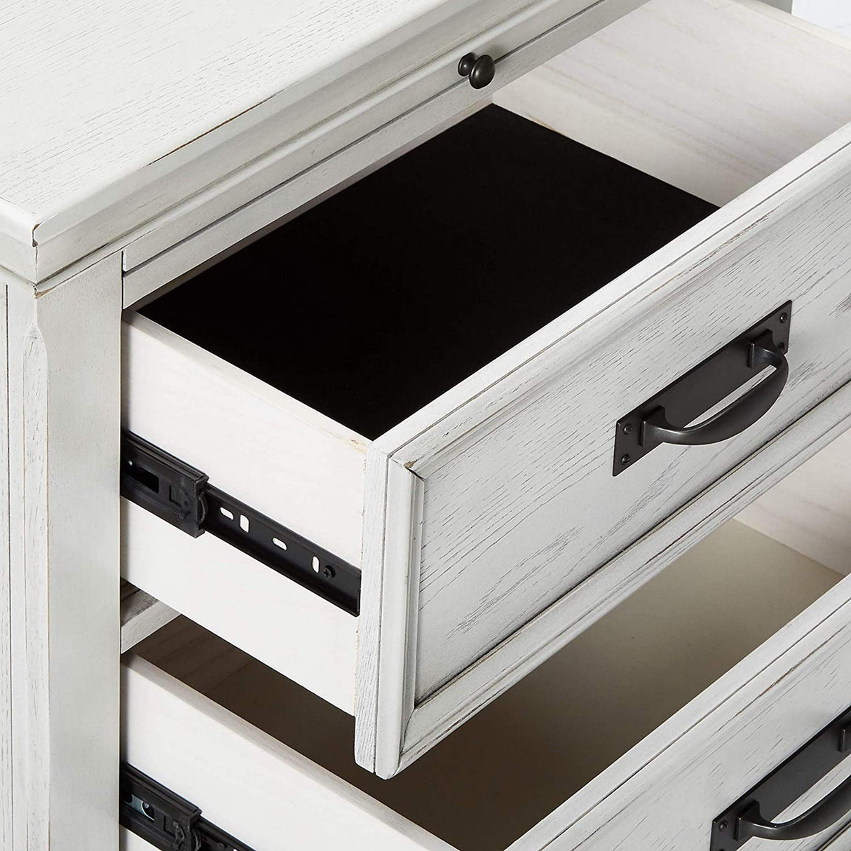 Wooden Nightstand with Drawers, White
