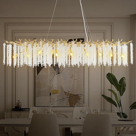 Modern Crystal Chandeliers for Dining Room, Gold Round Tree Branches Chandelier,