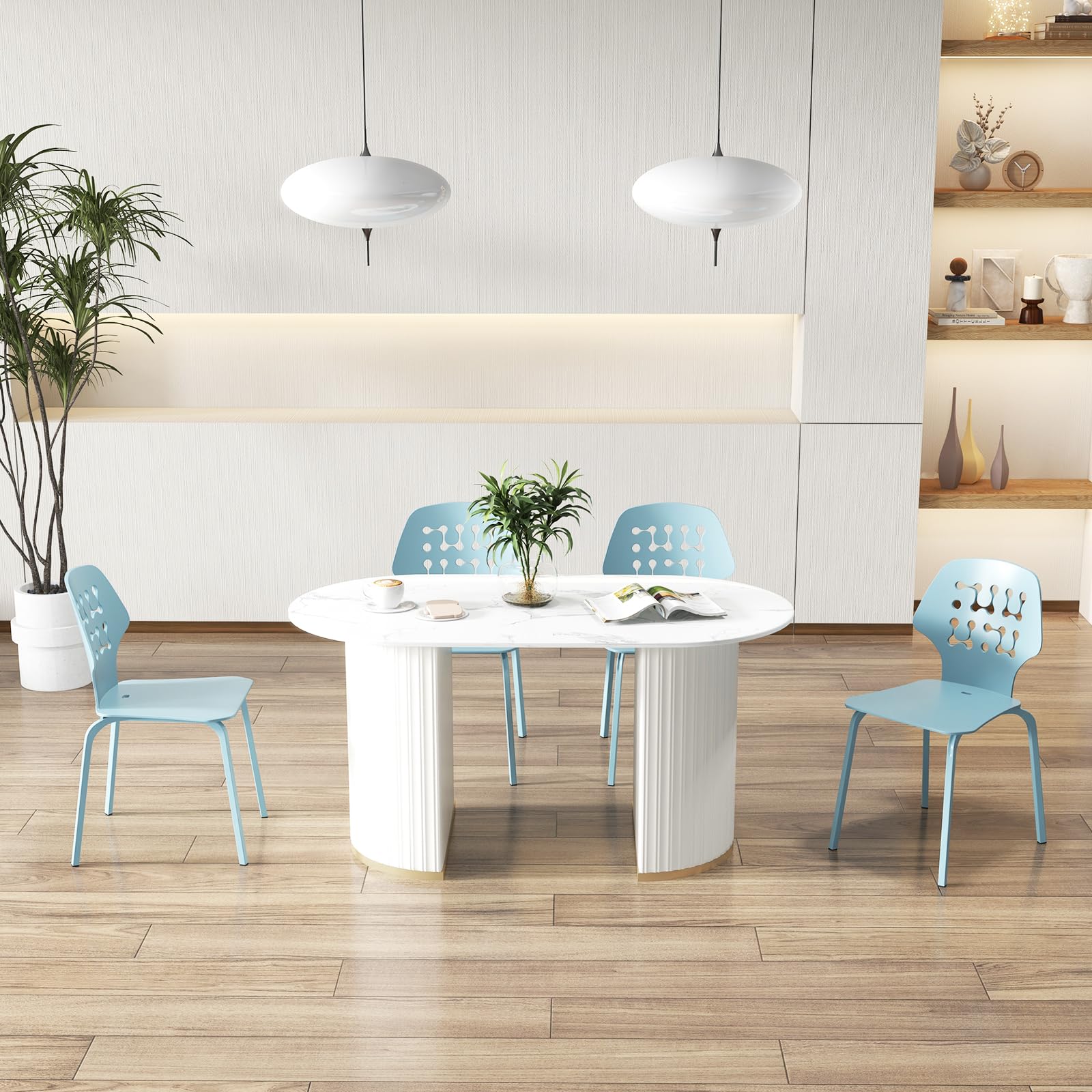 Modern Dining Chairs Set of 4, Modern Kitchen Chair with Hollowed Backrest