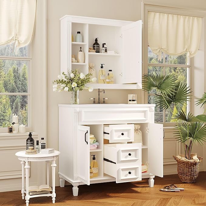 36" Bathroom Vanities with Single Sink, Modern Undermount Bathroom Sink Cabinet