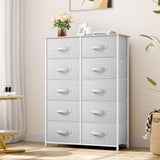 10 Drawers Dresser, Fabric Dresser for Living room, Tall Chest Organizer Unit