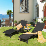 Set of 2 Patio Chaise Lounge Chairs with 5-Level Adjustable Backrest