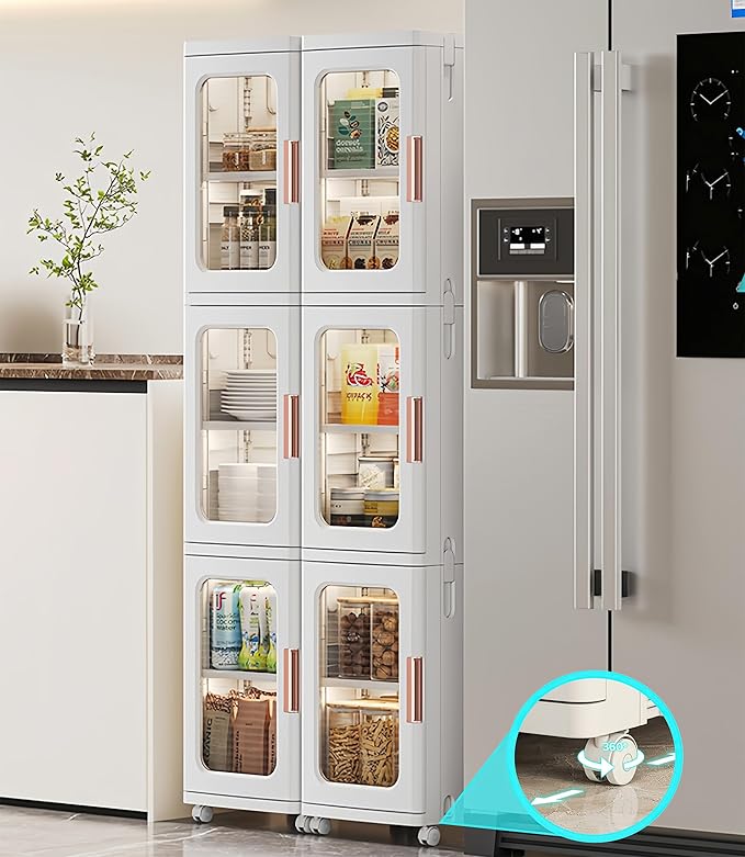 Slim Tall Bathroom Storage Cabinet with Doors and Shelves