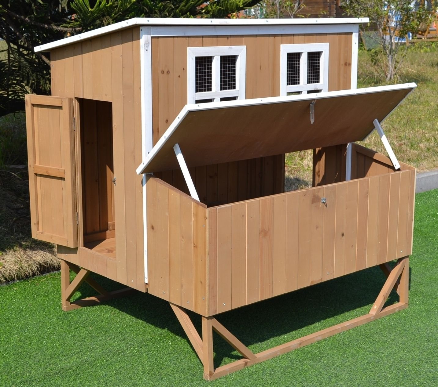 New Large Wood Chicken Coop Backyard Hen House 4-8 Chickens w 4 Nesting Box