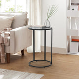 Round Side Table Black - Wood Top End Table with Metal Frame, Accent Tables