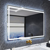 LED Bathroom Mirror 55"x 36",Front Lit and Backlit Bathroom Mirror with Lights,