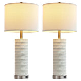 White Ceramic Table Lamps Set of 2 with USB Charging Ports