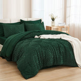 King Size Comforter Set 7 Pieces Dark Emerald Green - Bed in a Bag King Boho Lightweight