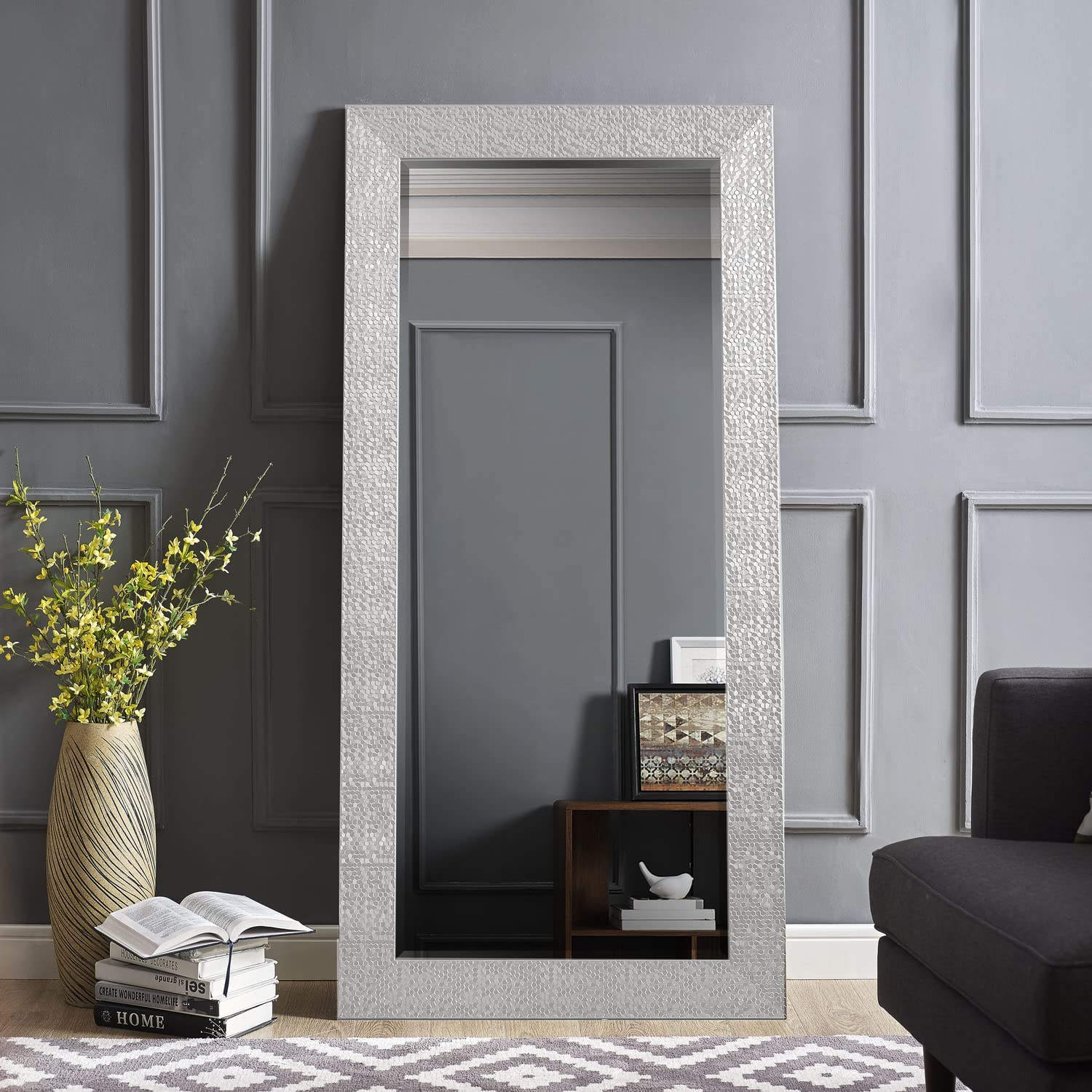 Mirror – Large Mosaic Decorative Wall Mirror with Faux Wood Frame