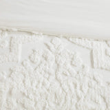 Madison Park Tufted Chenille Cotton Comforter, All Season Bedding Set, Matching Shams, Viola, Damask Off White King/Cal King(104"x92") 3 Piece