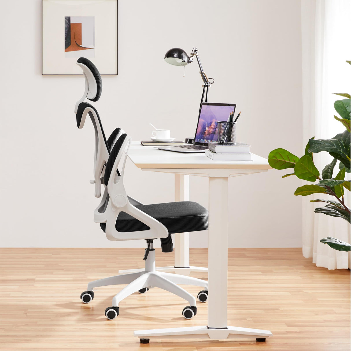 High Back Mesh Office Chair with 90° Flip-up Armrest