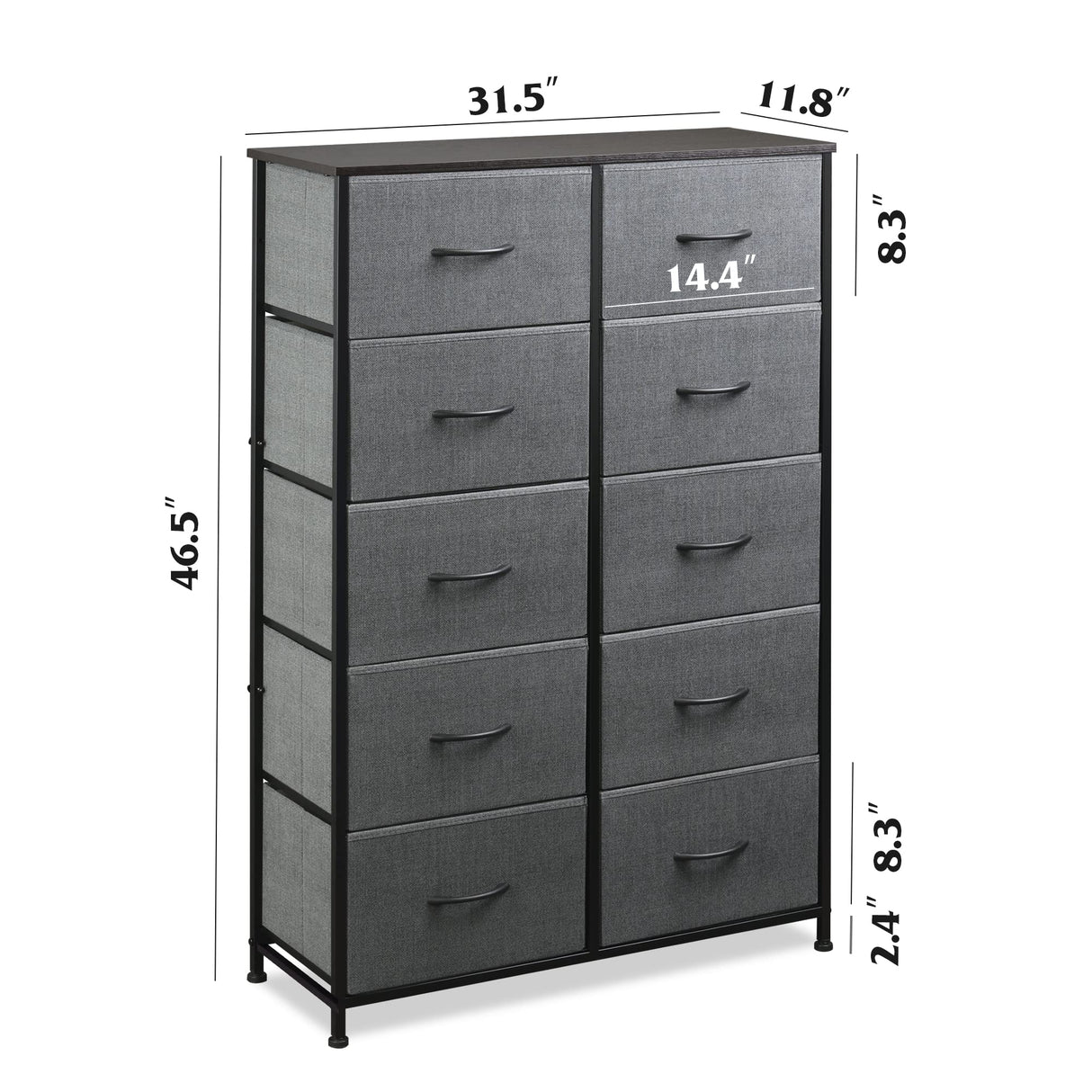 10-Drawer Dresser, Fabric Storage Tower for Bedroom, Hallway, Closets