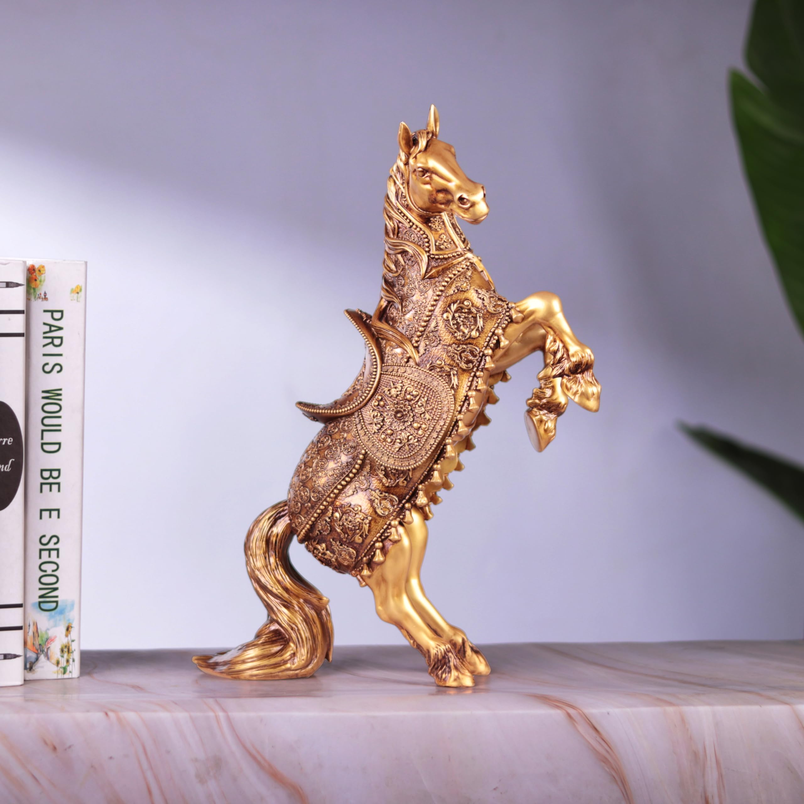 Horse Statue Figurine, 14 Inch Rising Horse Figurines Statues for Home Decor