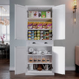 ARTPOWER Kitchen Pantry Storage Cabinet with Drawer and Adjustable Shelves, Bathroom or Hallway, White