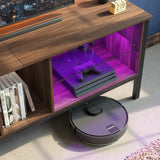 TV Stands for Living Room,ModernTV Console with Glass Shelves & LED Lights