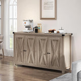 Farmhouse Sideboard Buffet Cabinet with Storage with 4 Doors, 55'' Large Kitchen Storage Cabinet,