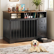 48" Farmhouse Dog Crate Furniture with Storage Drawers