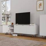 Mid Century Modern TV Stand for 80 Inch TV, Entertainment Center with 4 Large Drawers