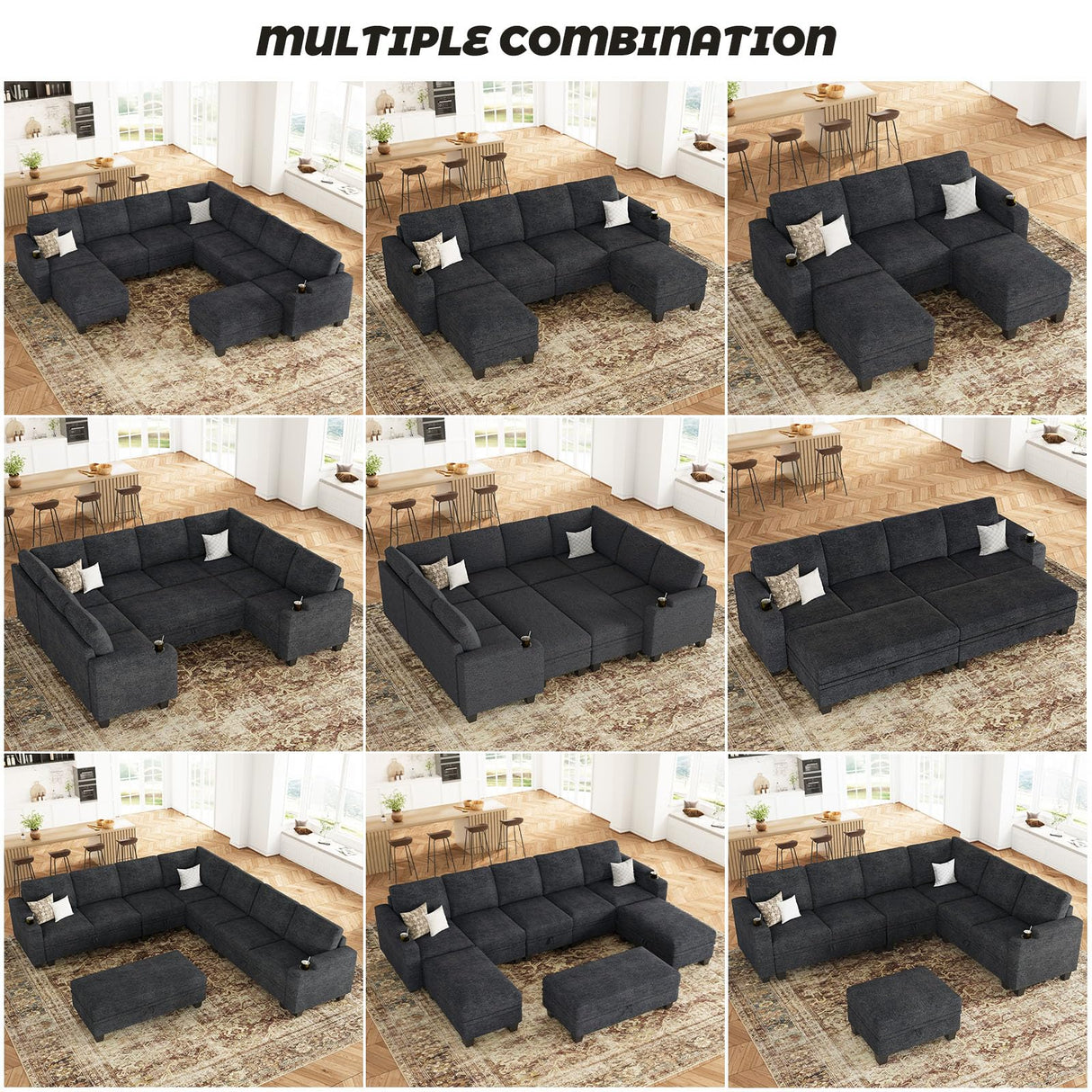 Modular Sectional Sofa with Storage, L Shaped Sectional Couch