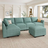 Modular Sectional Couch, Covertible L Shaped Couch with Storage Ottoman, 6 Seats