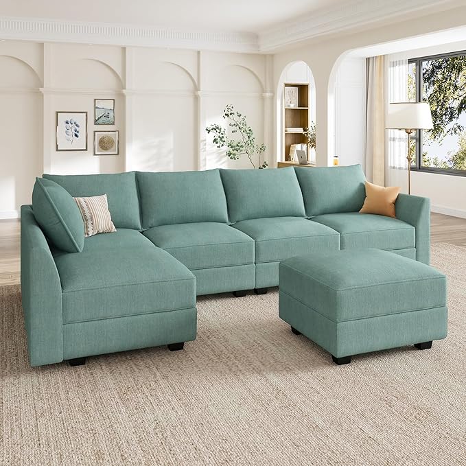 Modular Sofa Sectional L Shaped Couch with Storage Seat, Convertible Modular Sectional