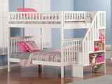 Columbia Twin over Twin Size Bunk Bed with Twin Raised Panel Trundle in White