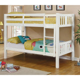 Transitional Bunk Bed, No Box Spring Needed, Twin/Twin, White