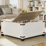 Farmhouse Coffee Table, Heavy-duty Coffee Table with Storage