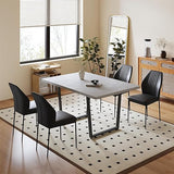 5 Piece Dining Table Set, 42.9 Inch Modern Kitchen Dining Table and Leather Dining Chairs