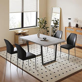 5 Piece Dining Table Set, 42.9 Inch Modern Kitchen Dining Table and Leather Dining Chairs