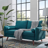 Revive Contemporary Modern Fabric Upholstered Loveseat In Teal