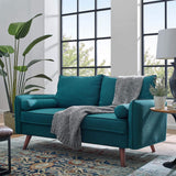 Revive Contemporary Modern Fabric Upholstered Loveseat In Teal