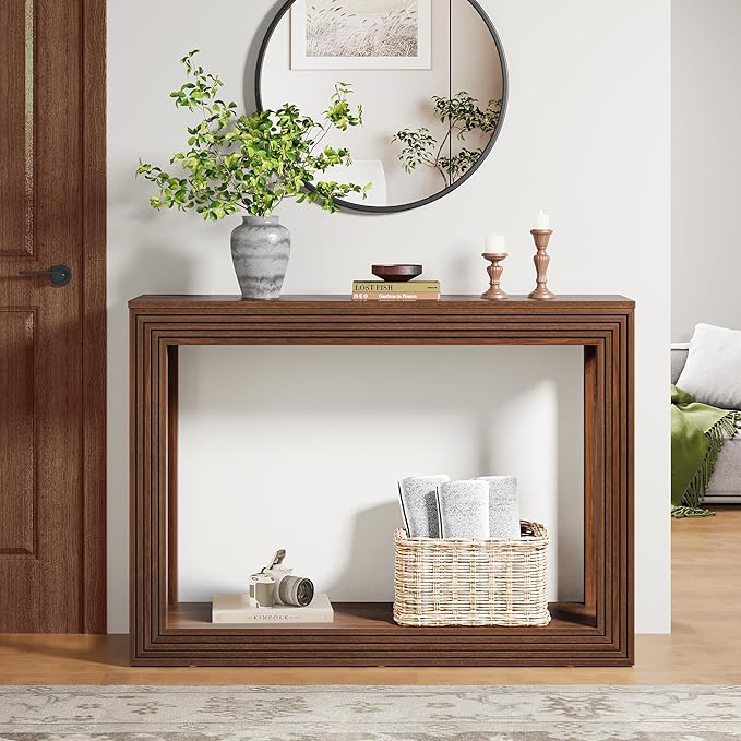 Fluted Entryway Console Table with Storage Shelf