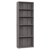 I BOOKCASE-72 H/Grey with 5 Shelves Bookcase, Gray