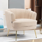 Modern Velvet Barrel Chair Accent Armchair with Golden Legs for Living Room Bedroom