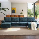 110" Large U-Shape Sectional Sofa Couch with 51" D Double Chaise for Living Room