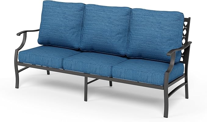 Patio Furniture Sofa, All-Weather Outdoor 3 Seats Couch, Outdoor Patio Couch