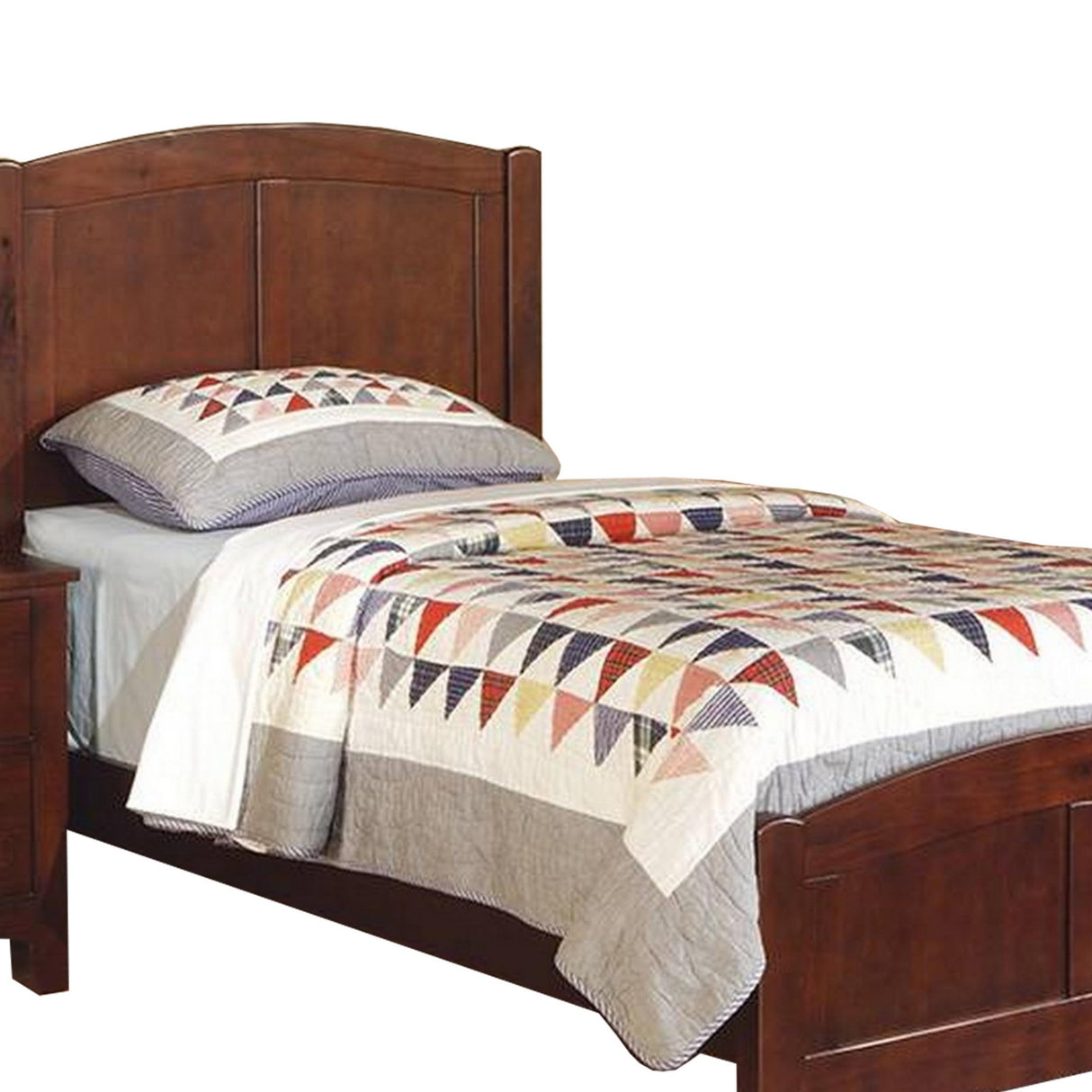 Arched Headboard and Footboard, Dark Cherry Brown Wood