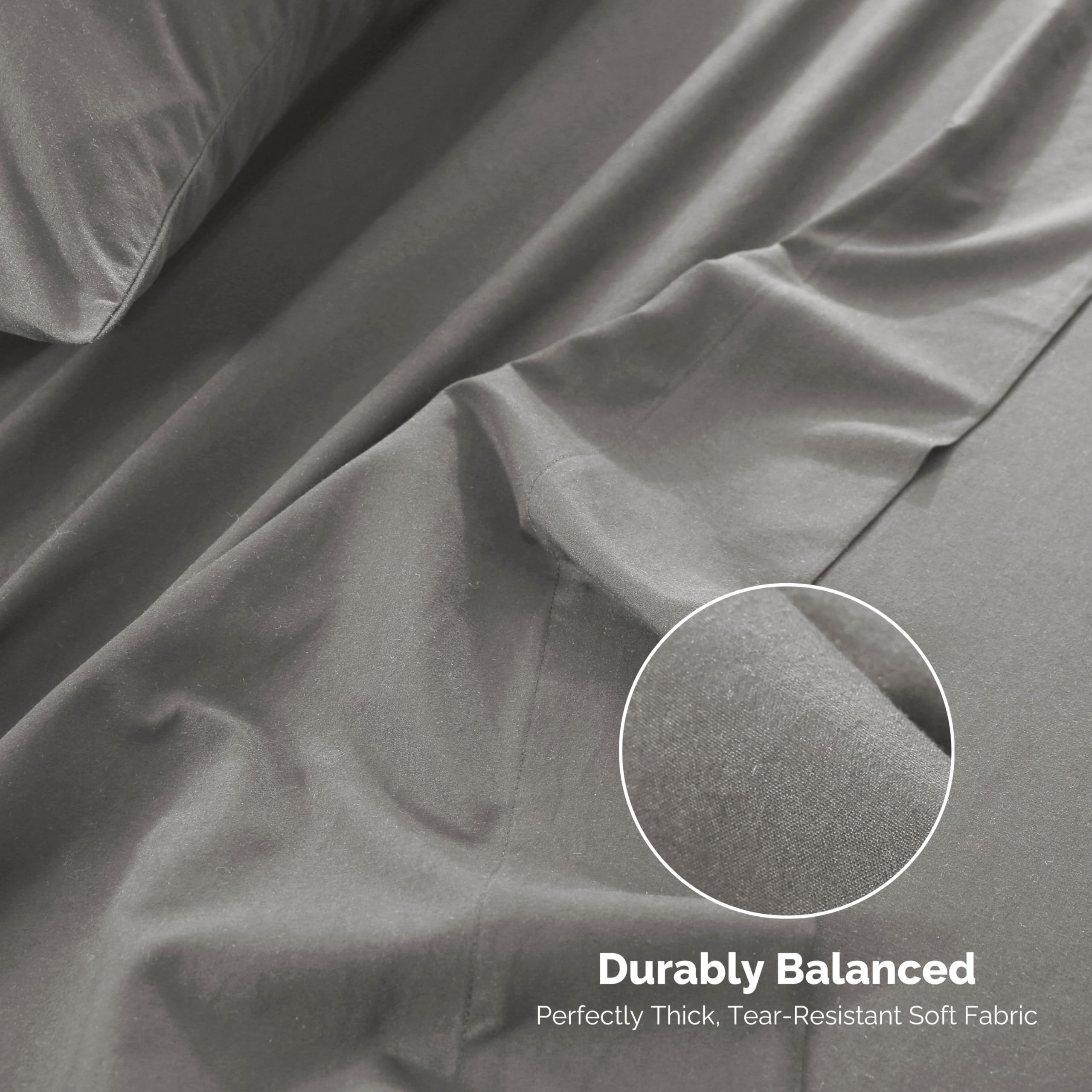 Queen Sheet Set, 4-Piece Brushed Microfiber Sheets for Queen Size Bed Set