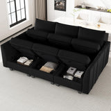 modular Sectional Sofa Sleeper Couch with Storage Velvet Sectional Sofa Bed, 6 Seats,