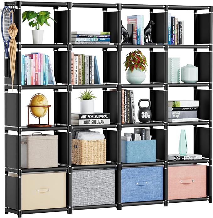 Book Shelf, 12 Cube Storage Organizer, DIY Bookcase, Metal Bookshelf,