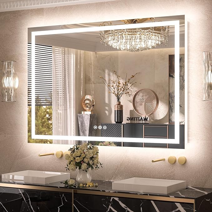 LED Bathroom Mirror  Inch with Frontlit & Backlit Lighted Vanity Mirror