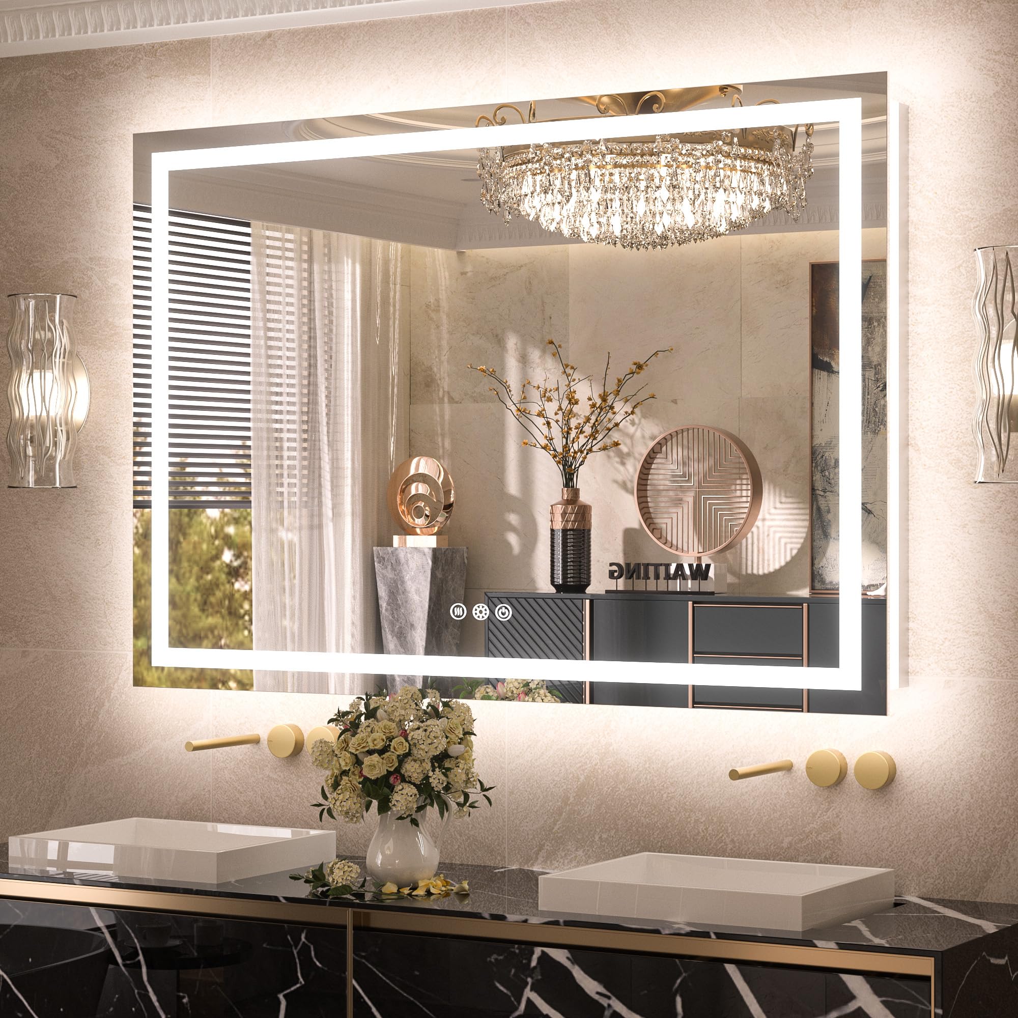 LED Bathroom Mirror  Inch with Frontlit & Backlit Lighted Vanity Mirror