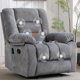 Overstuffed Massage Recliner Chairs with Heat and Vibration, Soft Fabric Single Manual