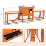 COZIWOW Extra Large Rabbit Hutch Bunny Cage Outdoor Indoor, 2-Story 94.5”L Wooden Bunny Hutch for 2 Rabbits, Big Rabbit Cage with Cleaning Tray & Waterproof Roof & Runs (Orange)