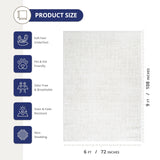 Beige Geometric Area Rug 6x9 - Modern Grid Pattern for Living Room & Bedroom