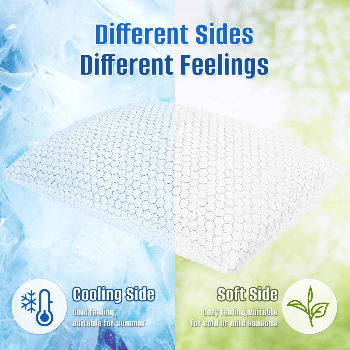 Shredded Memory Foam Pillow for Sleeping, Cooling Bed Pillows Set of 2, Adjustable Pillows for Side