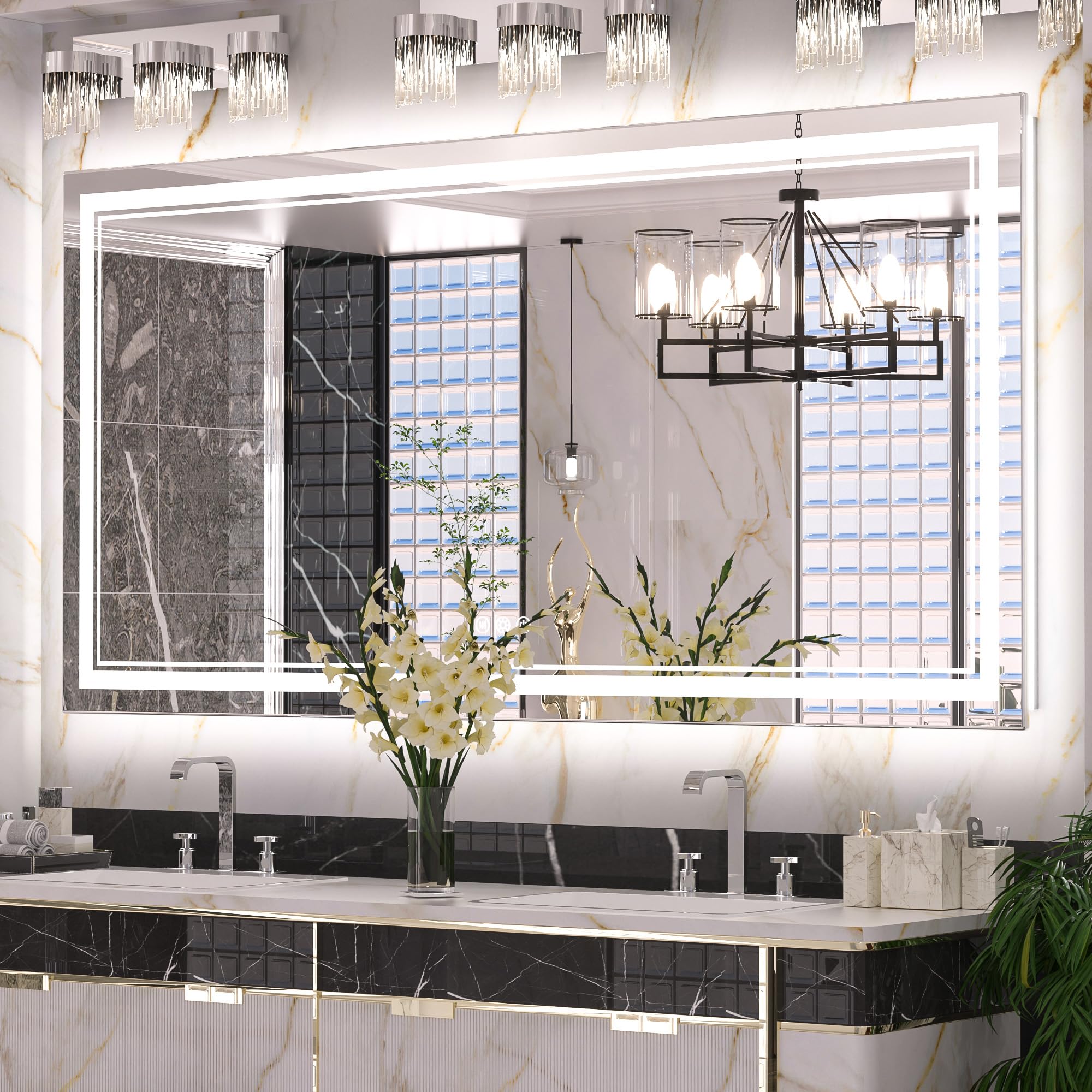 LED Bathroom Mirror with Frontlit and Backlit