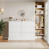 White Dresser for Bedroom, Modern 6 Drawer Dresser, Double Dresser Chest of Drawers